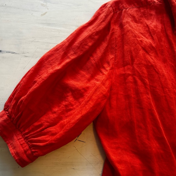 Ralph Lauren Linen burnt orange quarter length slee button down shirt Linen - Picture 3 of 6